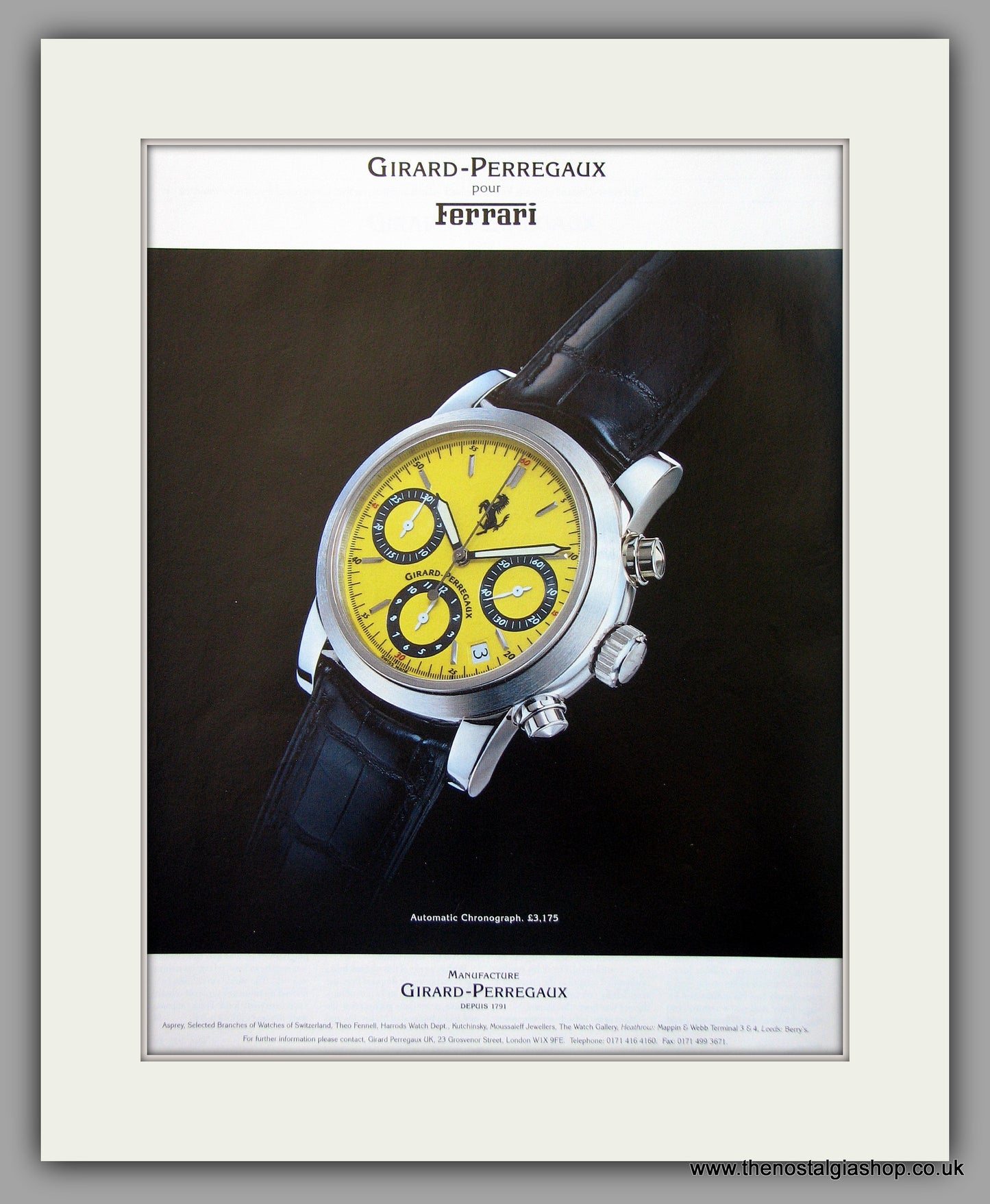 Girard-Perregaux Pour ferrari Watch Original Advert 1997 (ref AD6910)
