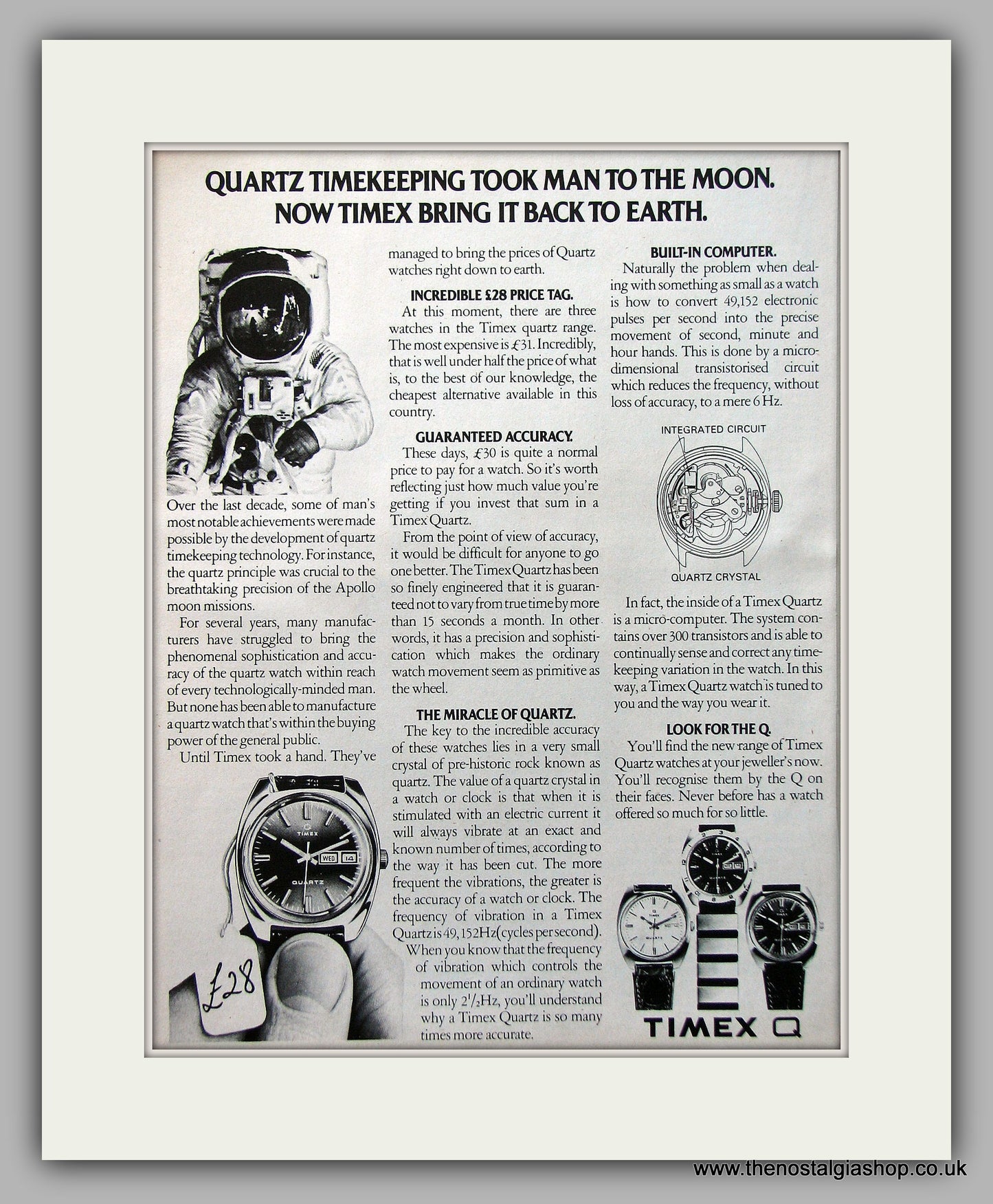 Timex Quartz Watches Original Advert 1975 (ref AD6931)