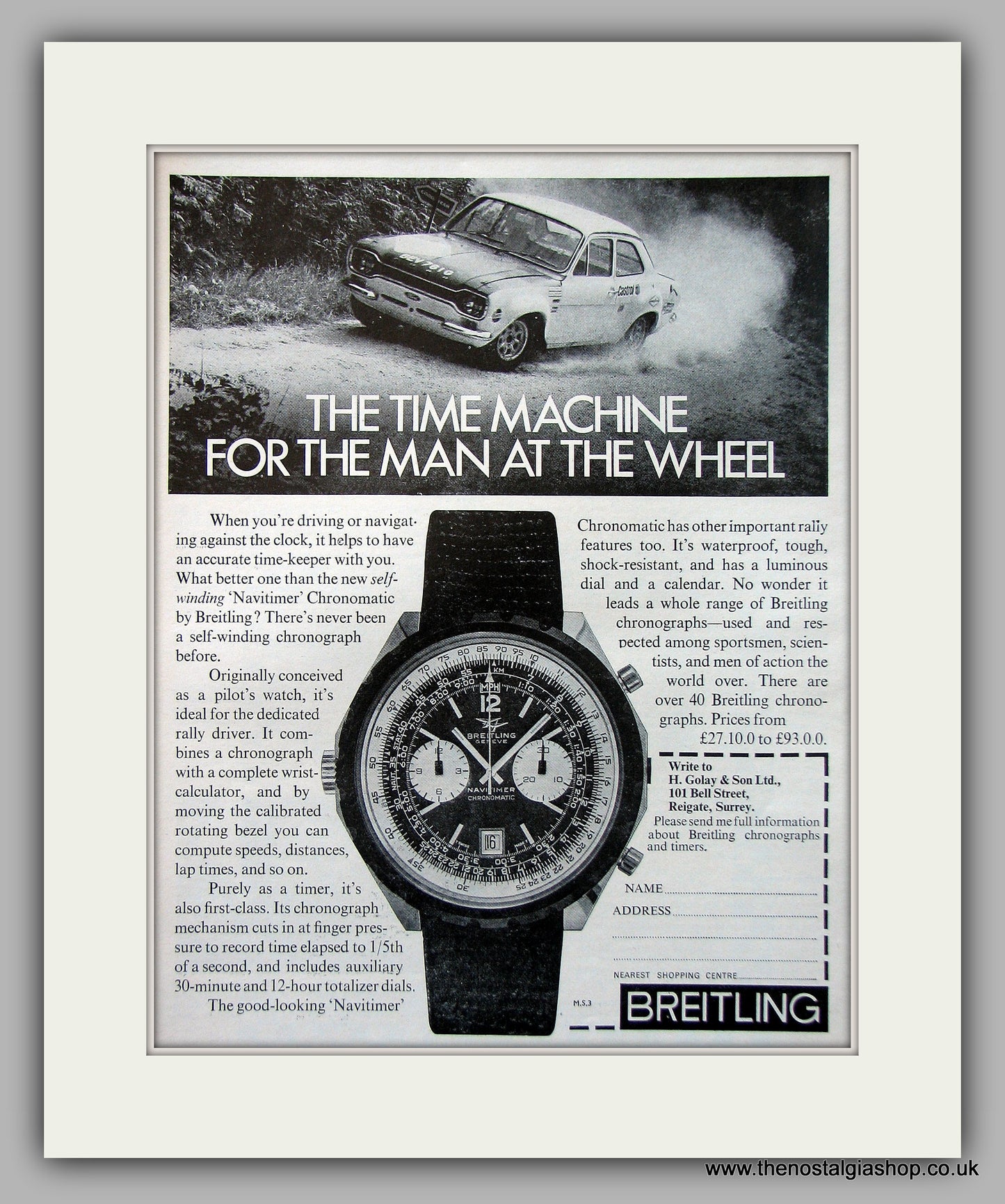 Breitling Navitimer Watches Original Advert 1970 (ref AD6932)