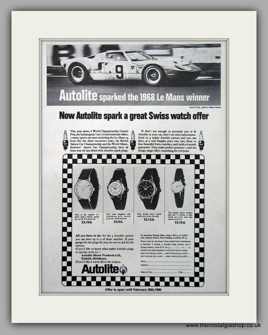 Swiss Watch Offer With Autolite Original Advert 1969 (ref AD6933)