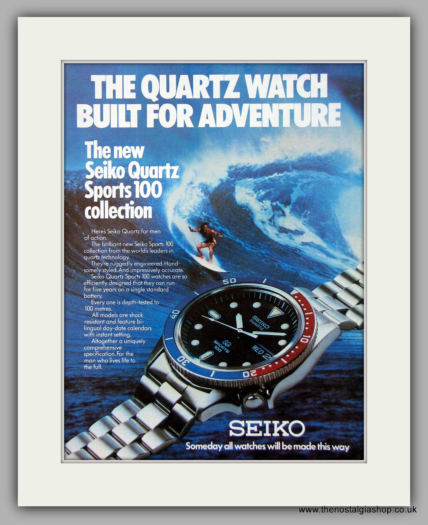 Seiko Quartz Sports 100 Watch Original Advert 1978 (ref AD6934)