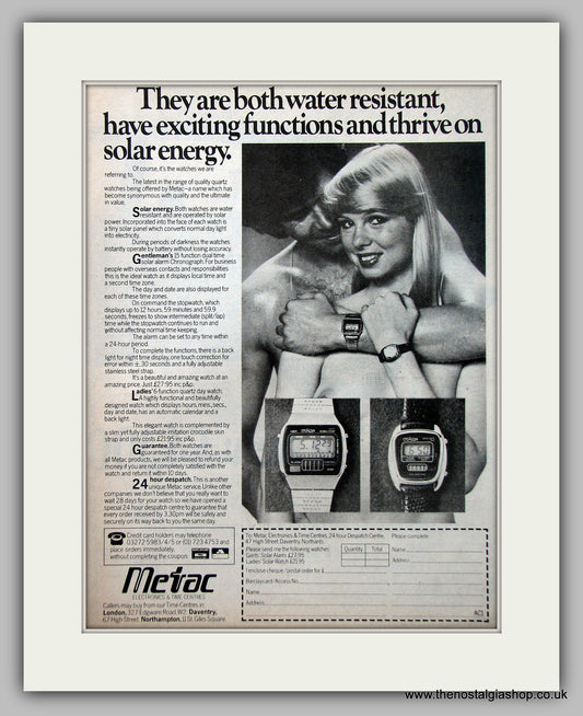 Metac Solar Power Watches Original Advert 1980 (ref AD6935)