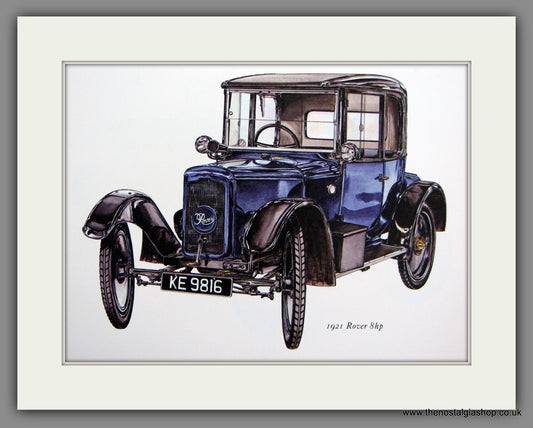 Rover 8hp 1921. Mounted Print.