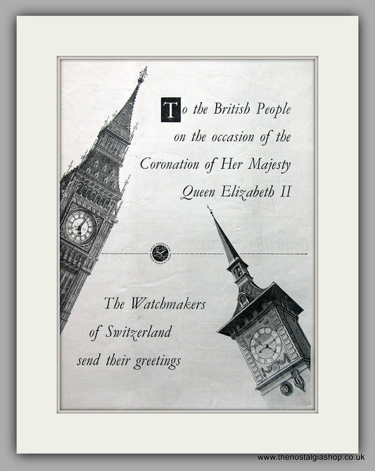 Watch Makers Of Switzerland And Coronation Of The Queen  Original Advert 1953 (ref AD6939)