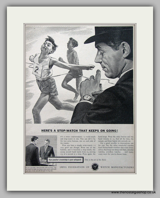 Swiss Chronograph Watch Original Advert 1956 (ref AD6941)