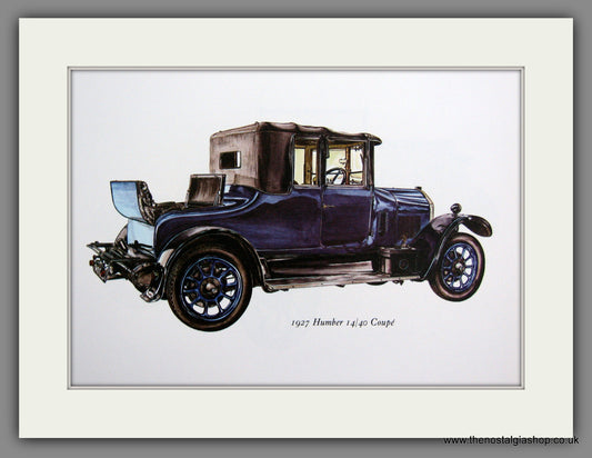 Humber 14/40 Coupe 1927. Mounted Print.