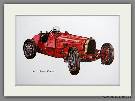 Bugatti Type 51 1931/32. Mounted Print.