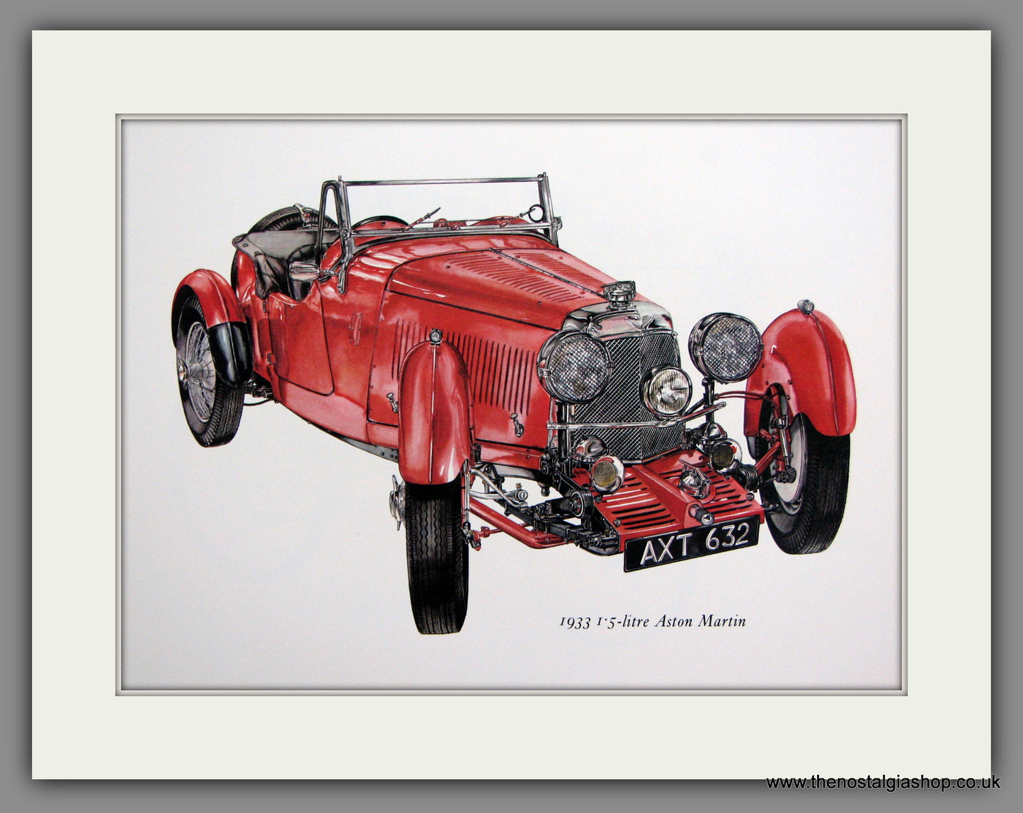 Aston Martin 1.5 Litre 1933. Mounted Print.