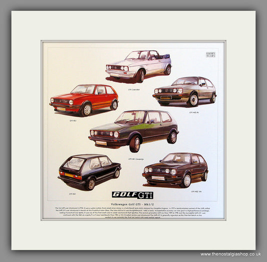 VW Golf GTI Mk I & II Mounted Car Print