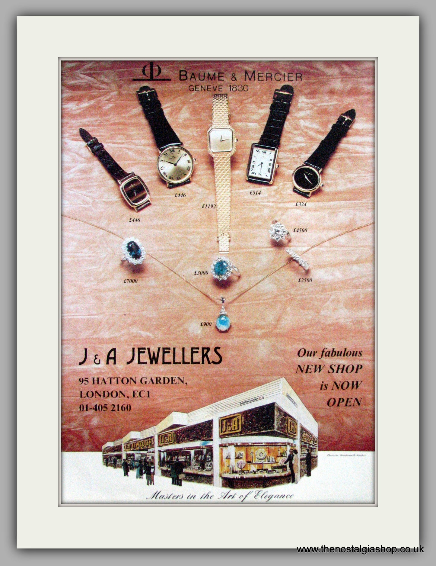 Baume & Mercier Watches J&A Jewellers. Original Advert 1979 (ref AD7980)