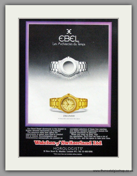Ebel Watches. Original Advert 1986 (ref AD7984)