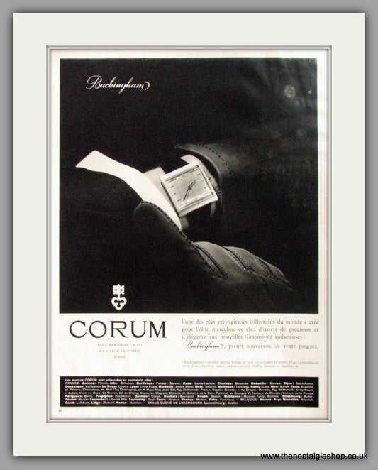 Corum Buckingham Watches. Original Advert 1964 (ref AD50113)