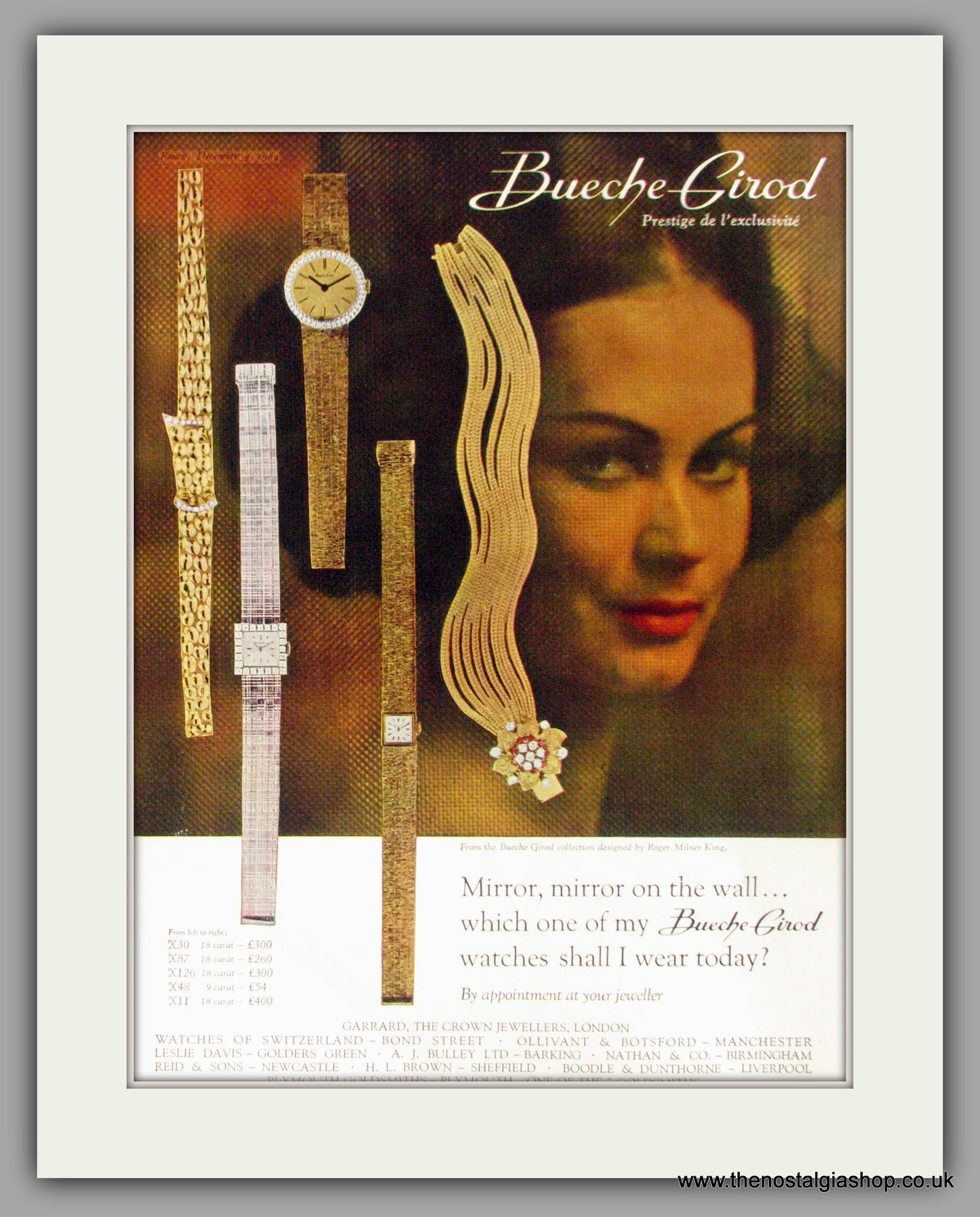 Bueche Girod Watches. Original Advert 1964 (ref AD50115)