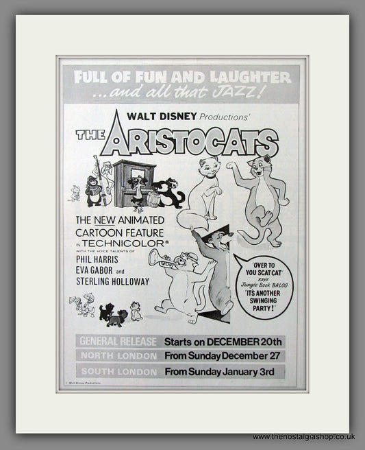 The Aristocats Walt Disney. 1971 Original Advert (ref AD54757)