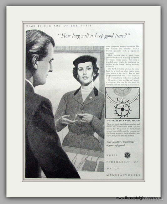 Swiss Federation Watches. Original Advert 1955 (ref AD50141)
