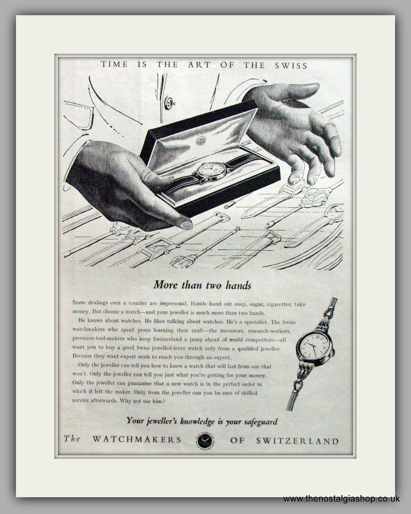 The Watch Makers Of Switzerland. Original Advert 1953 (ref AD50142)