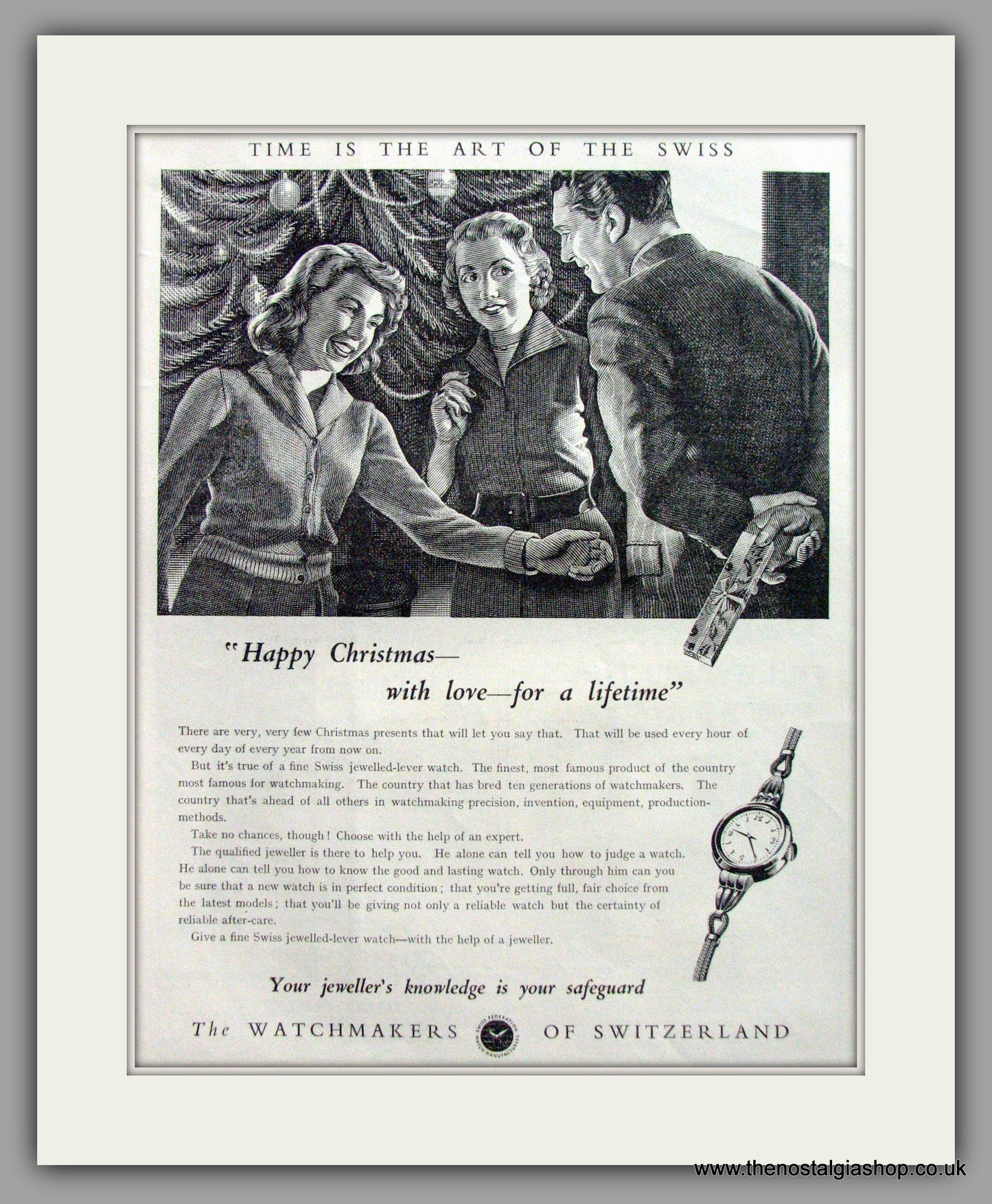 Swiss Jewelled-Lever Watches. Original Advert 1952 (ref AD50144)
