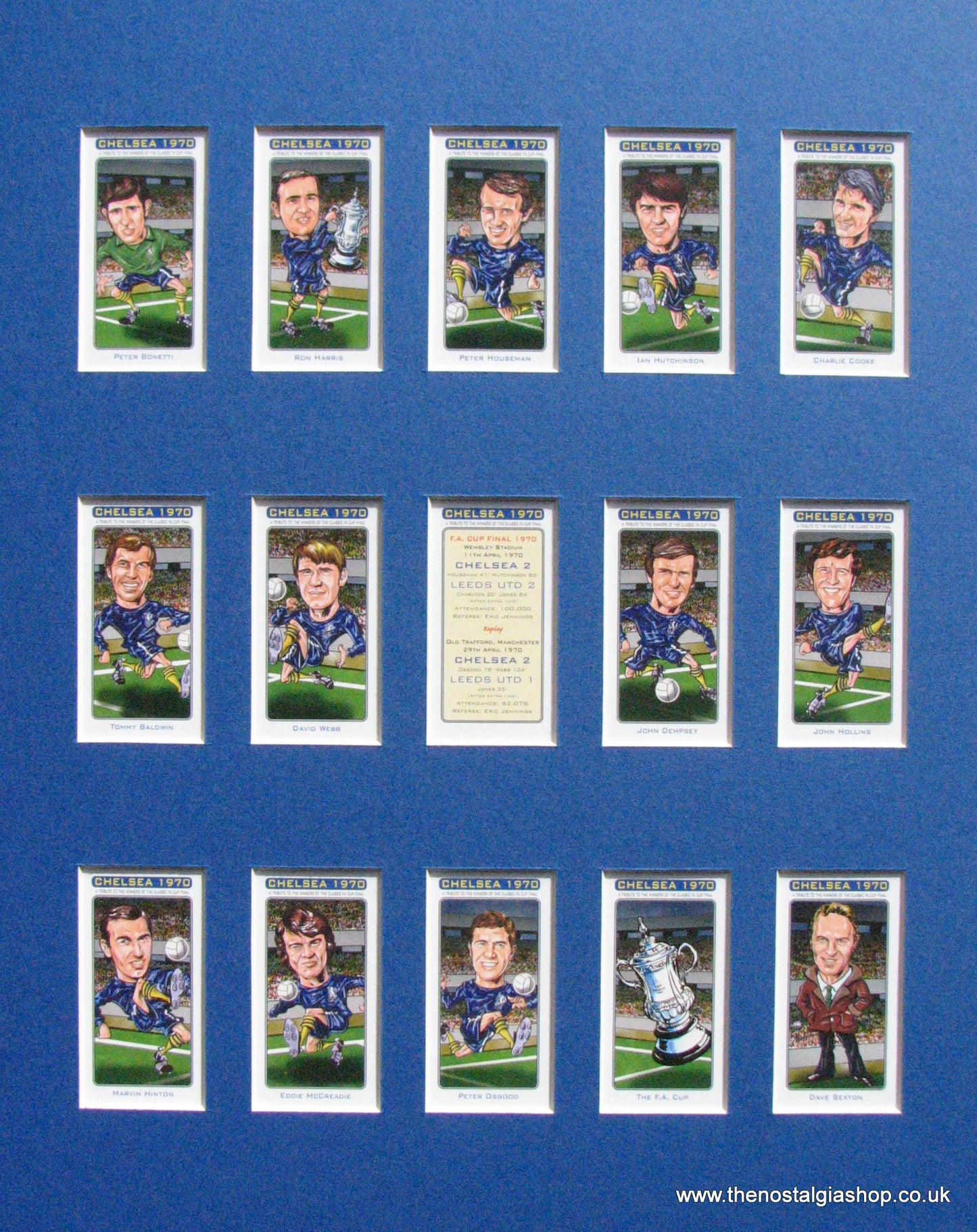 Chelsea F.A. Cup Winners 1970. Mounted Football Card Set