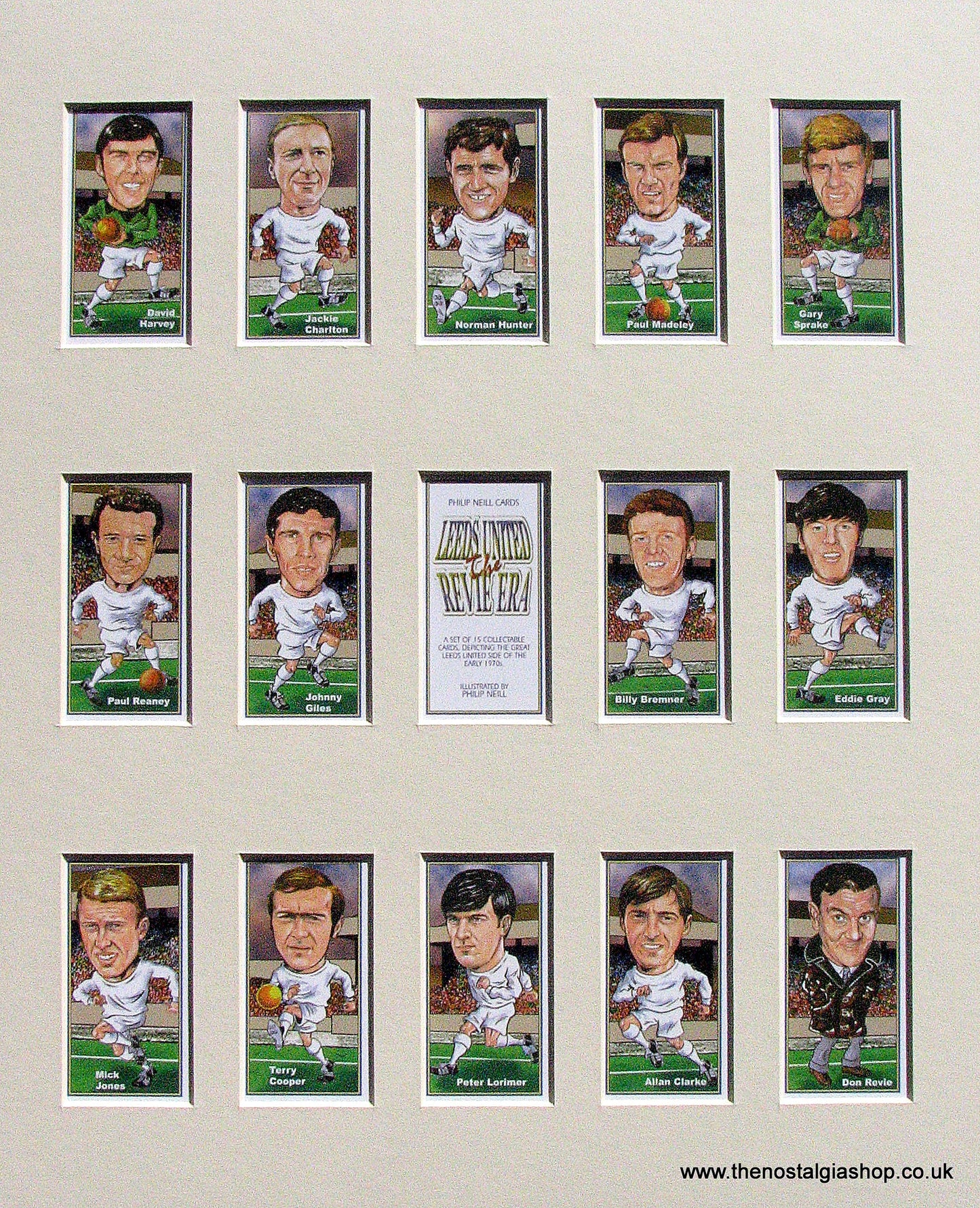 Leeds United, The Revie Era. Mounted Football Card Set