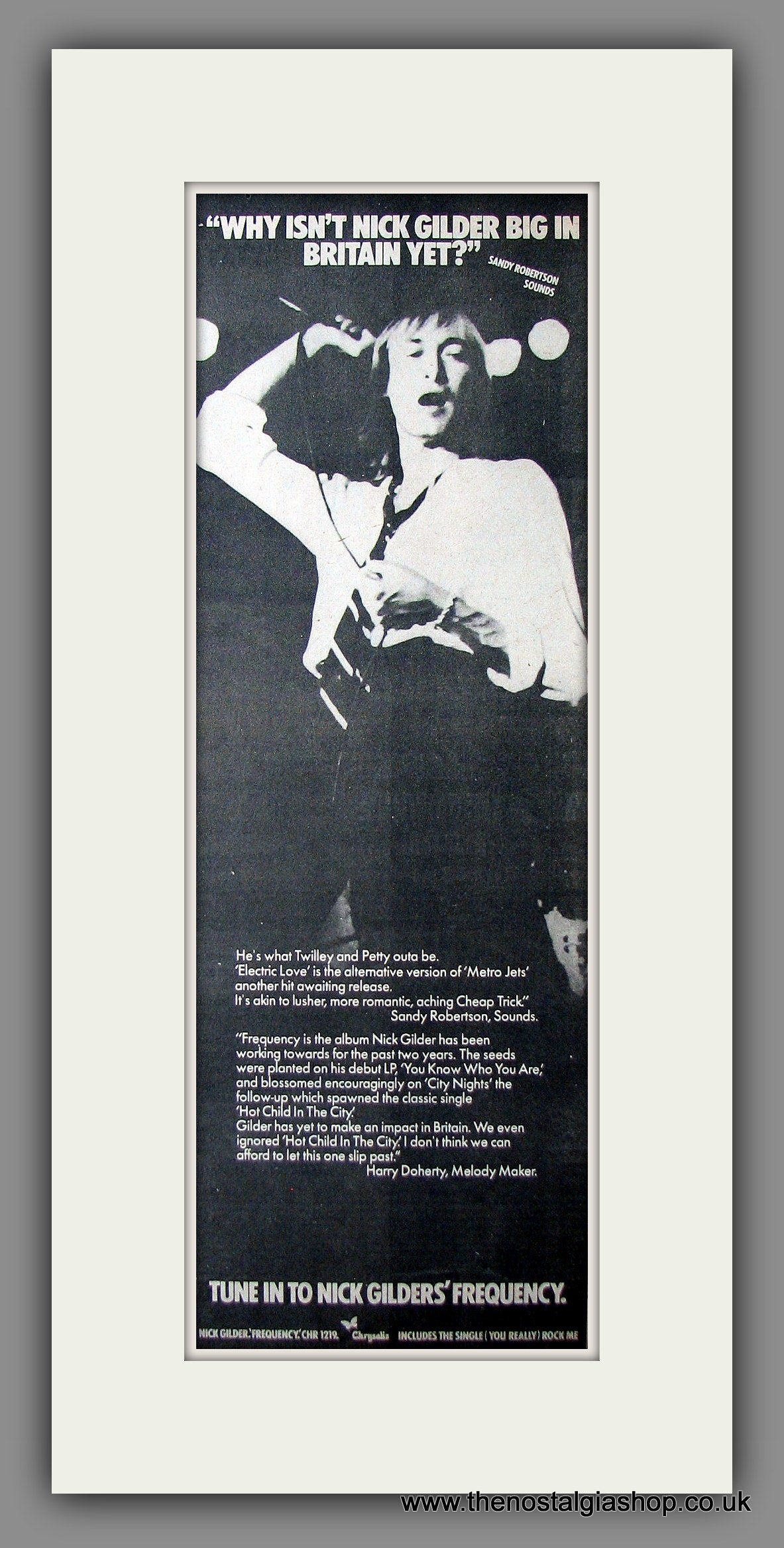 Nick Gilder. Frequency. Original Advert 1979 (ref AD200009)