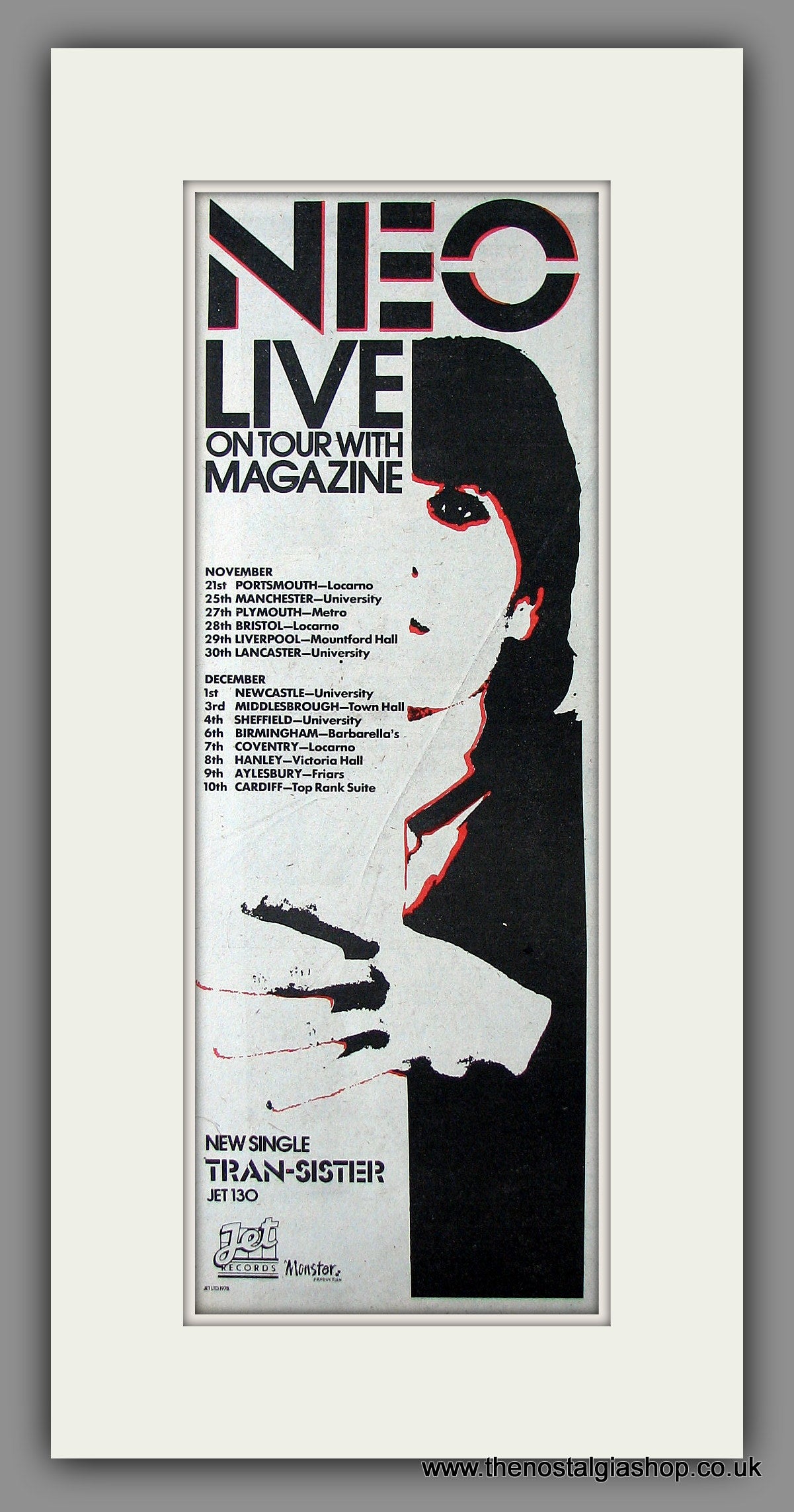 NEO on Tour with Magazine. UK Tour. Original Advert 1978 (ref AD200016)