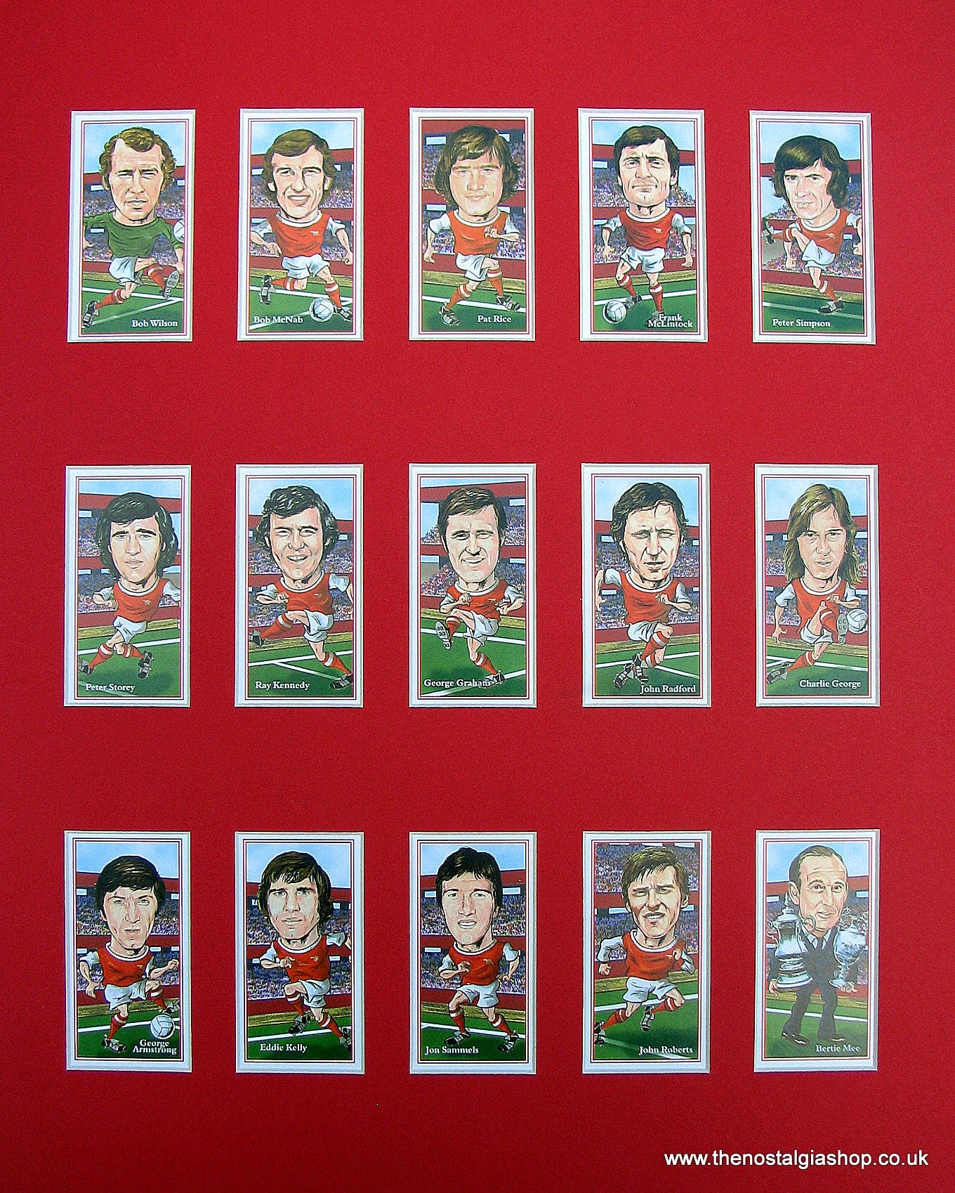 Arsenal 1970-71 Double winners. Mounted Football card set