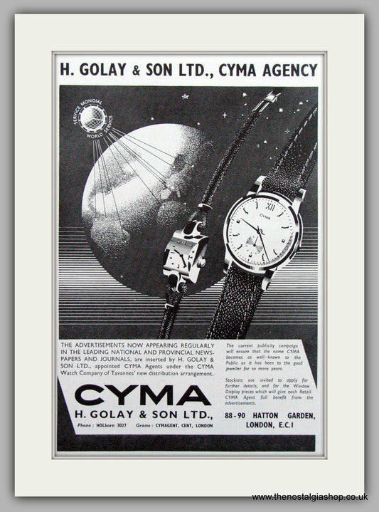 Cyma Triplex Dustproof Watches Set Of 2 Original Adverts 1952 (ref AD6984)