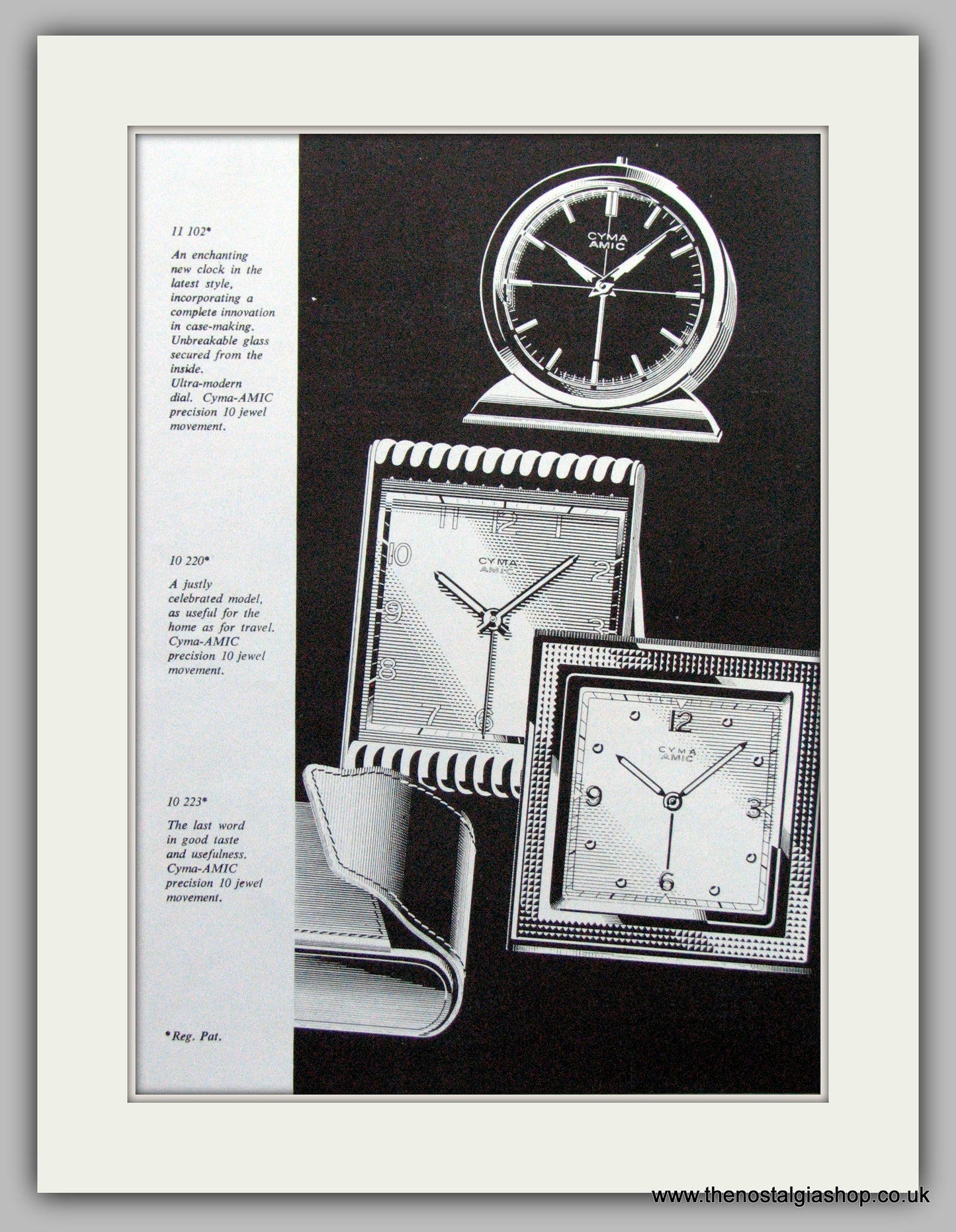 Cyma Amic Clock Original Advert 1957 (ref AD6988)