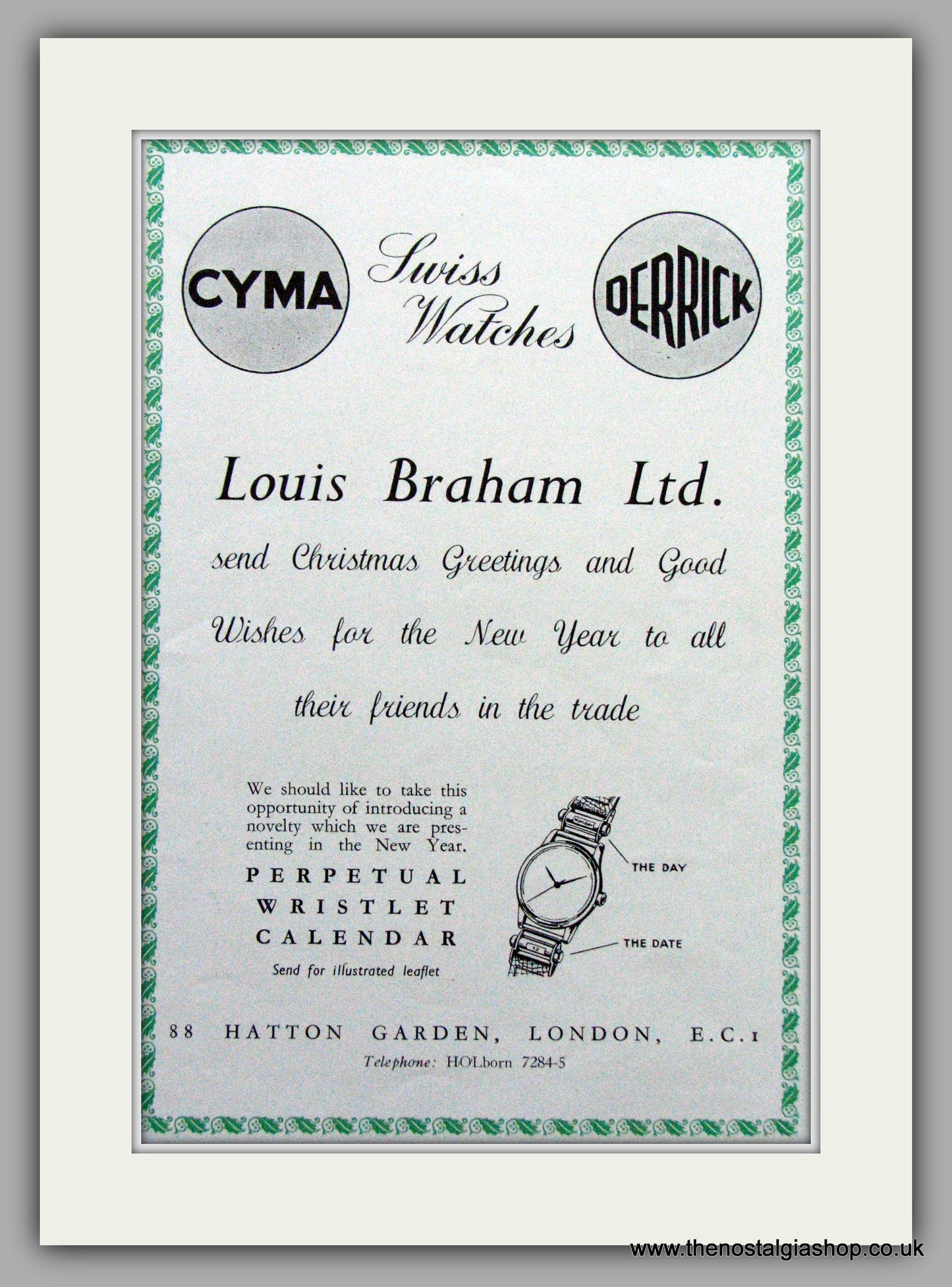 Cyma Watches Louis Braham Ltd Calendar Watches Original Advert 1949 (ref AD6992)