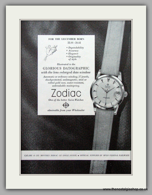 Zodiac December Born Watches Original Advert 1957 (ref AD6997)
