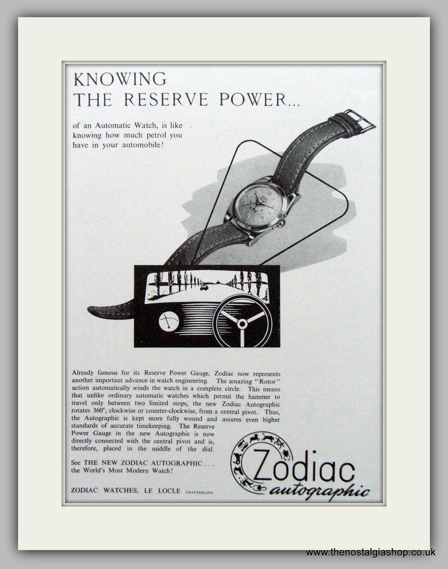 Zodiac Autographic Watches Original Advert 1953 (ref AD7001)