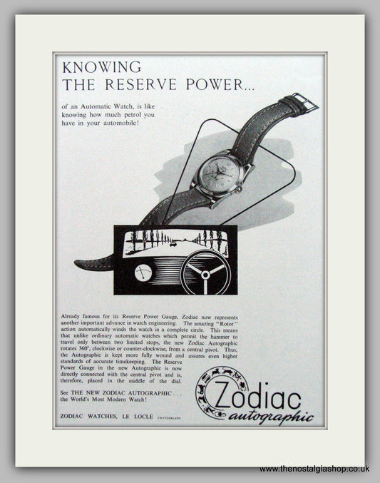 Zodiac Autographic Watches Original Advert 1953 (ref AD7001)