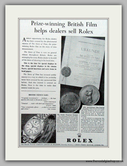 Rolex Watches. Set Of 3 Original Adverts 1952/55 (ref AD7176)