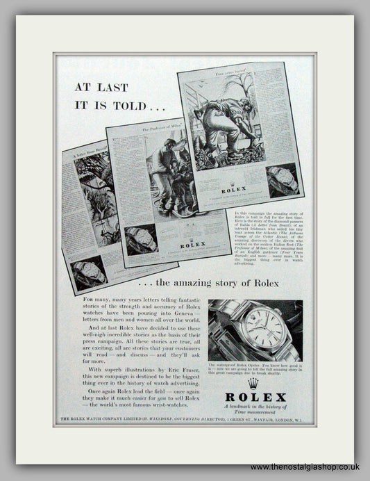 The Story Of Rolex Watches Original Advert 1952 (ref AD7005)