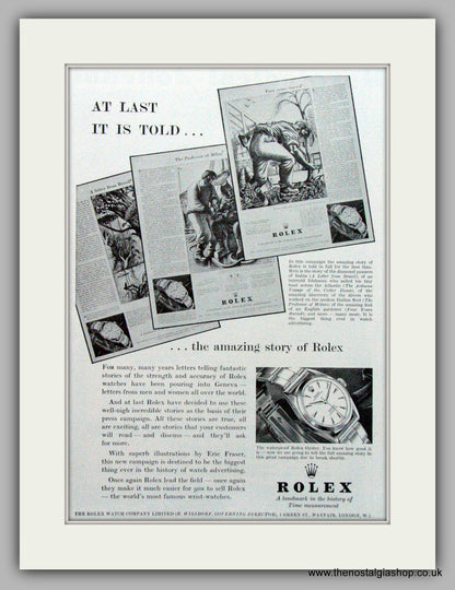 Rolex Watches. Set Of 3 Original Adverts 1952/55 (ref AD7176)