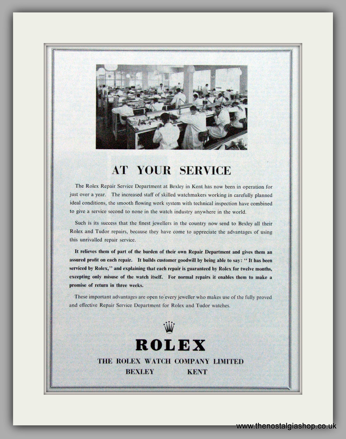 Rolex Watches Original Advert 1961 (ref AD7010)