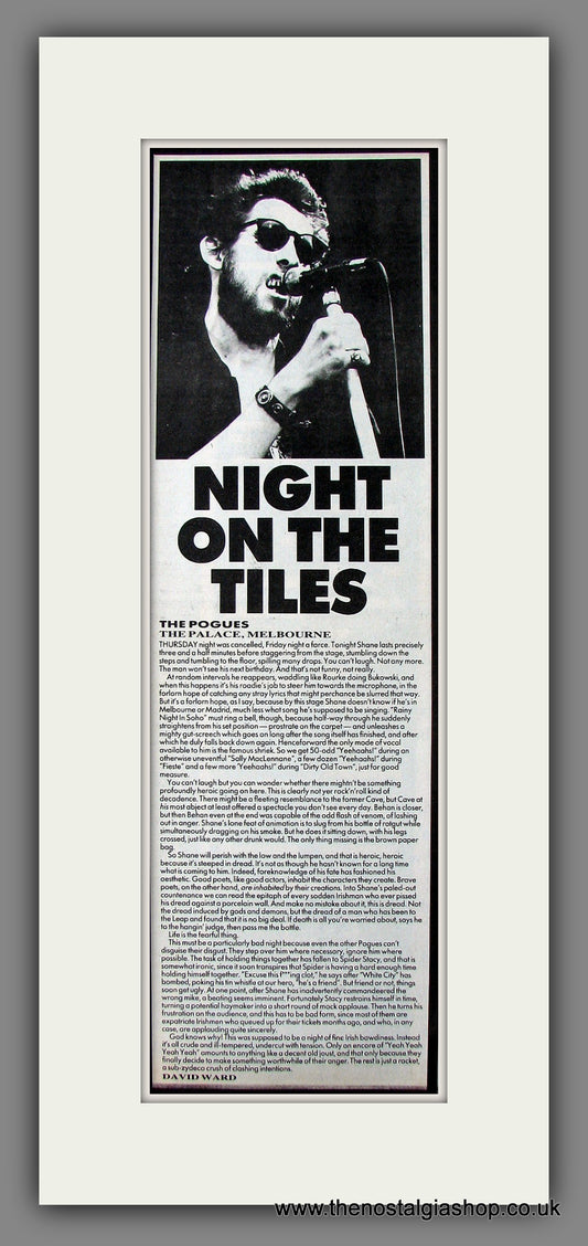 Pogues. The Palace, Melbourne. Original Advert 1990 (ref AD200071)