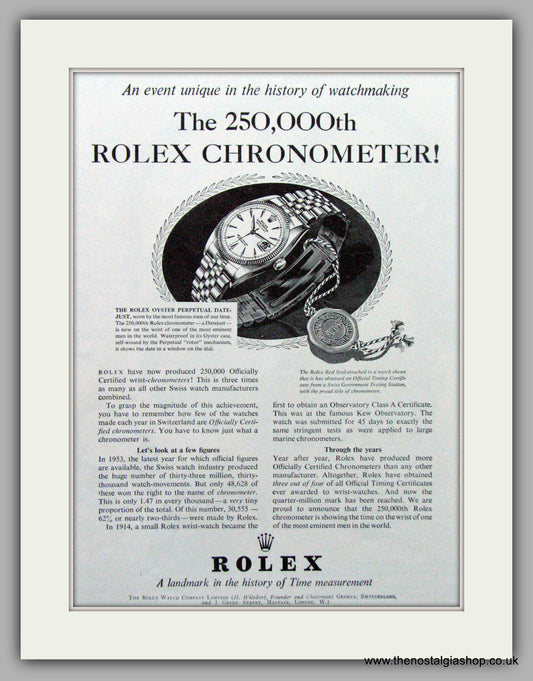 Rolex Watches. Set Of 3 Original Adverts 1952/55 (ref AD7176)