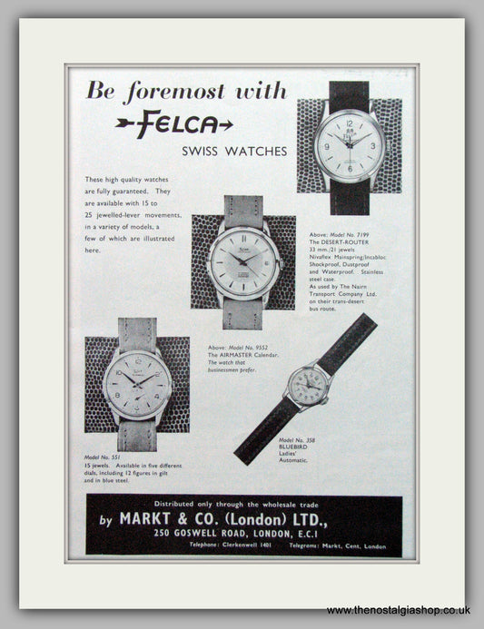 Felca Swiss Watches Original Advert 1959 (ref AD7033)