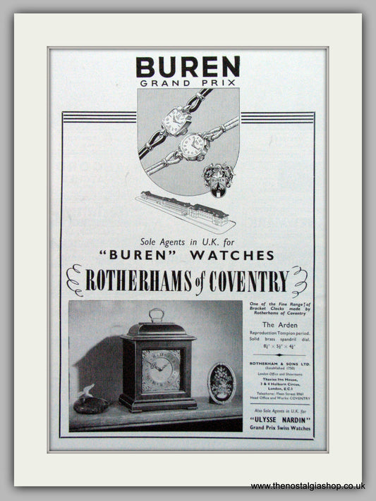 Buren Grand Prix Watches Original Advert 1959 (ref AD7037)