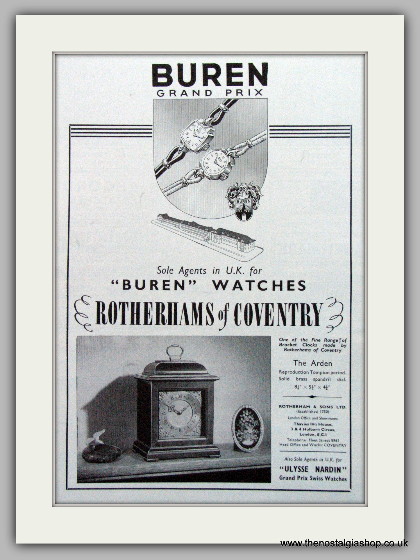 Buren Grand Prix Watches Original Advert 1959 (ref AD7037)