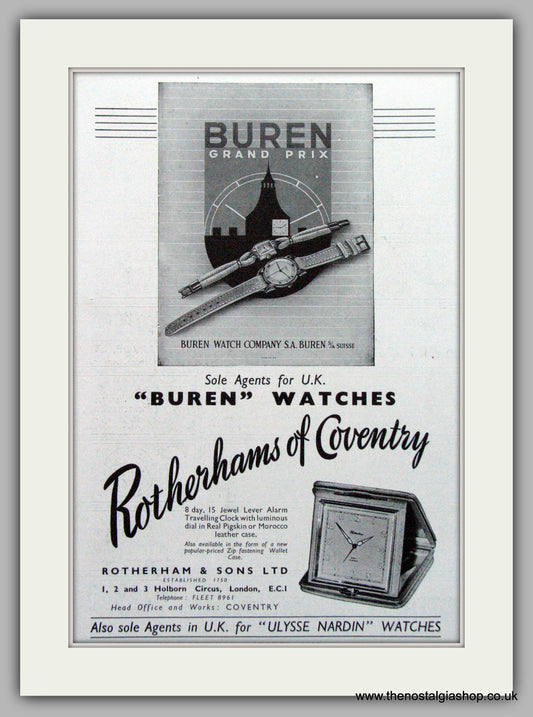 Buren Grand Prix Watches  Original Advert 1955 (ref AD7038)