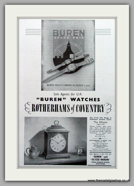 Buren Grand Prix Watches  Original Advert 1958 (ref AD7039)