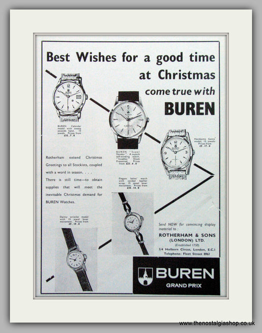 Buren Watches Original Advert 1962 (ref AD7040)