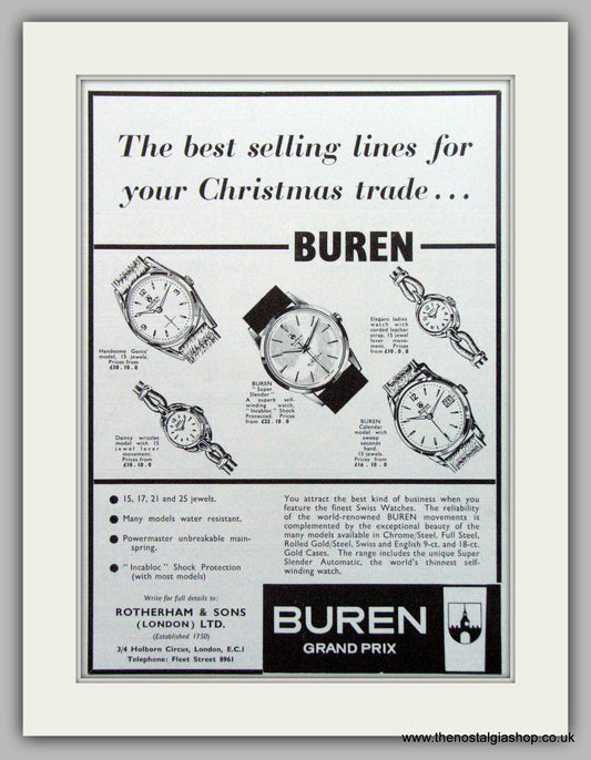Buren Watches Original Advert 1961 (ref AD7041)