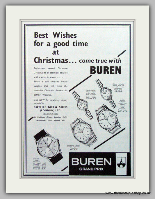 Buren Watches Original Advert 1961 (ref AD7042)