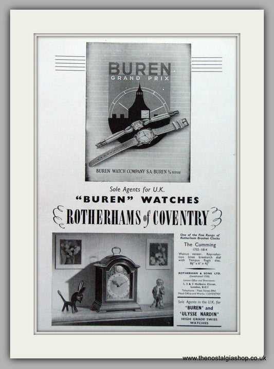 Buren Watches Original Advert 1957 (ref AD7043)