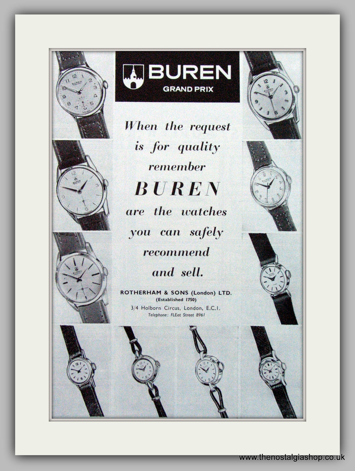 Buren Watches Original Advert 1962 (ref AD7045)