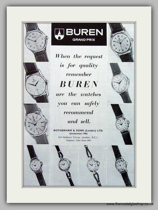 Buren Watches Original Advert 1962 (ref AD7045)