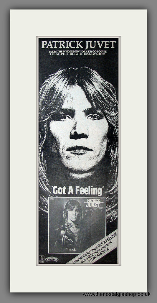 Patrick Juvet. Got A Feeling. Original Advert 1978 (ref AD200100)